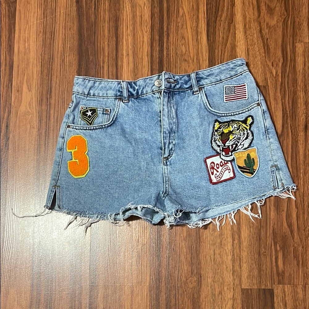 Topshop Mom Denim Patchwork Women's Shorts 10
